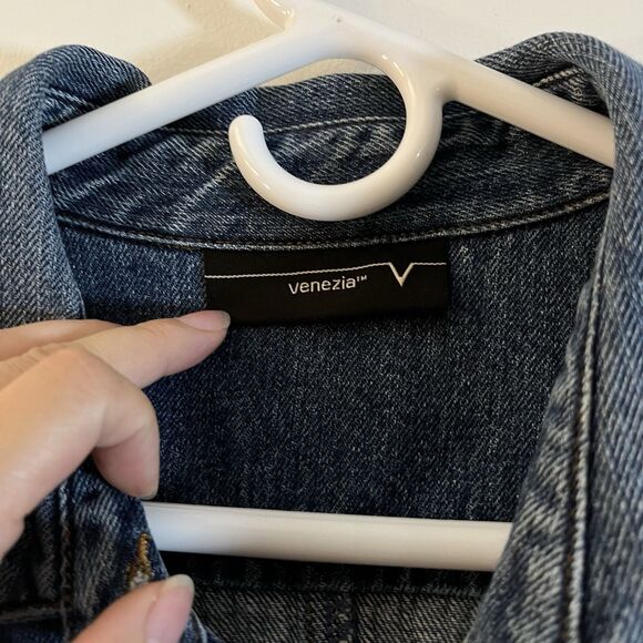 Venezia Corvette Embroidered Denim Jacket Sz L Blue Jean Coat - Picture 3 of 7